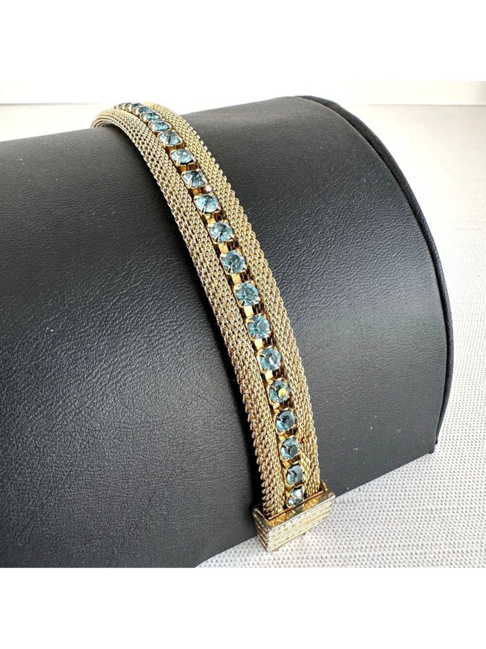 Vintage Sarah Coventry 1960 Star Lighter Gold Tone Mesh Rhinestone Bracelet